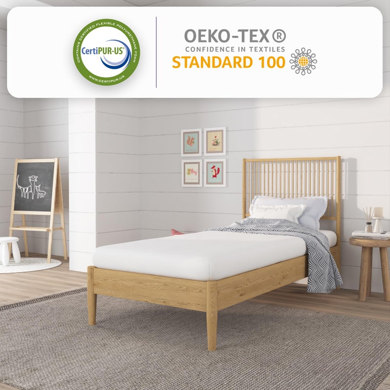 NapQueen 5 Inch Twin Memory Foam Mattress, Medium Feel, CertiPUR-US Certified, Bed in a Box, Breathable Soft Fabric Cover, White - Image 4