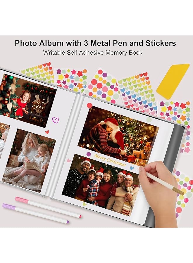 إيروريكس ألبومات الصور 40 صفحة ألبوم صور كبير ذاتي اللصق ألبوم قصاصات صور ذاتية اللصق مغناطيسية ألبومات يدوية الصنع ألبومات ذاكرة تحمل صورًا مقاس 3X5 و4X6 و5X7 و6X8 و8X10 بوصات - Image 2