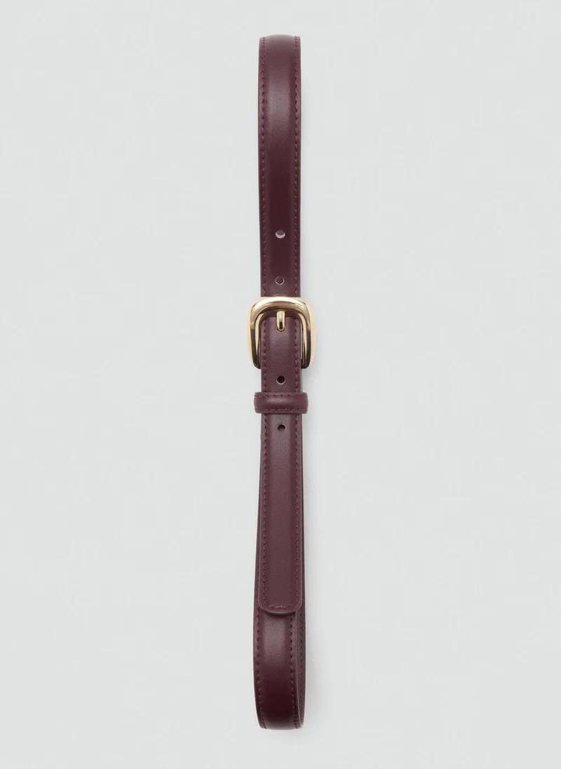 MANGO Casual Metal Buckle Thin Belt
