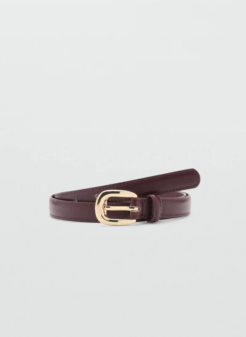 MANGO Casual Metal Buckle Thin Belt