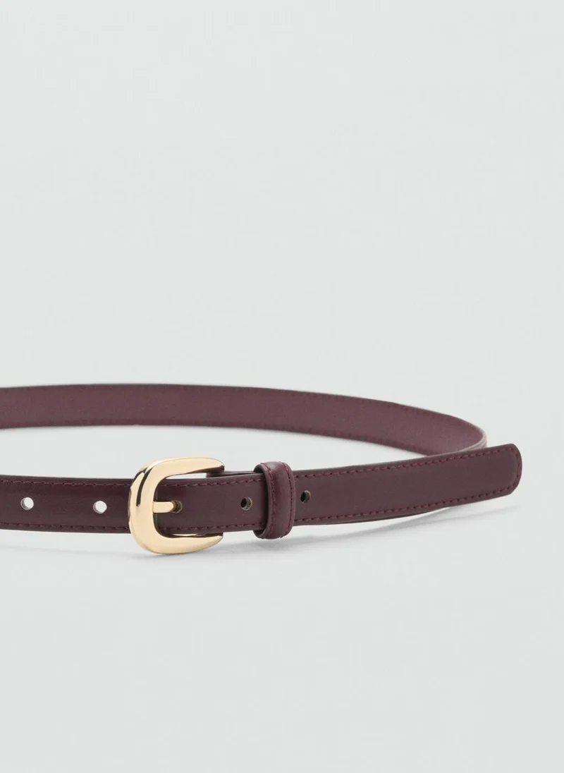 MANGO Casual Metal Buckle Thin Belt