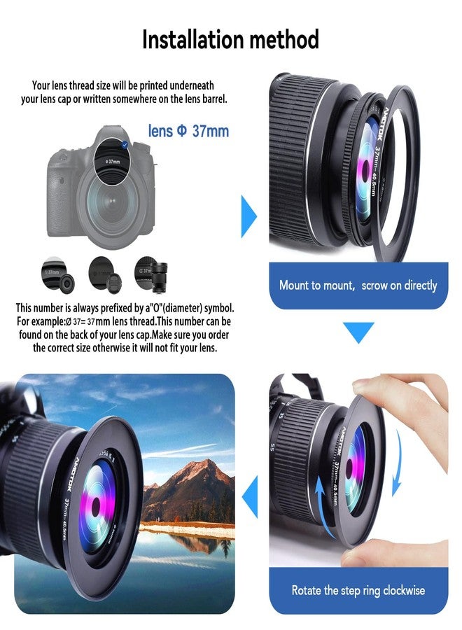 AMOTOK 37mm Lens to 40.5mm Camera Lens Adapter,37mm to 40.5mm Filter Step up Ring Adapter Ring,Compatible All 40.5mm Filter Accessory - Image 5