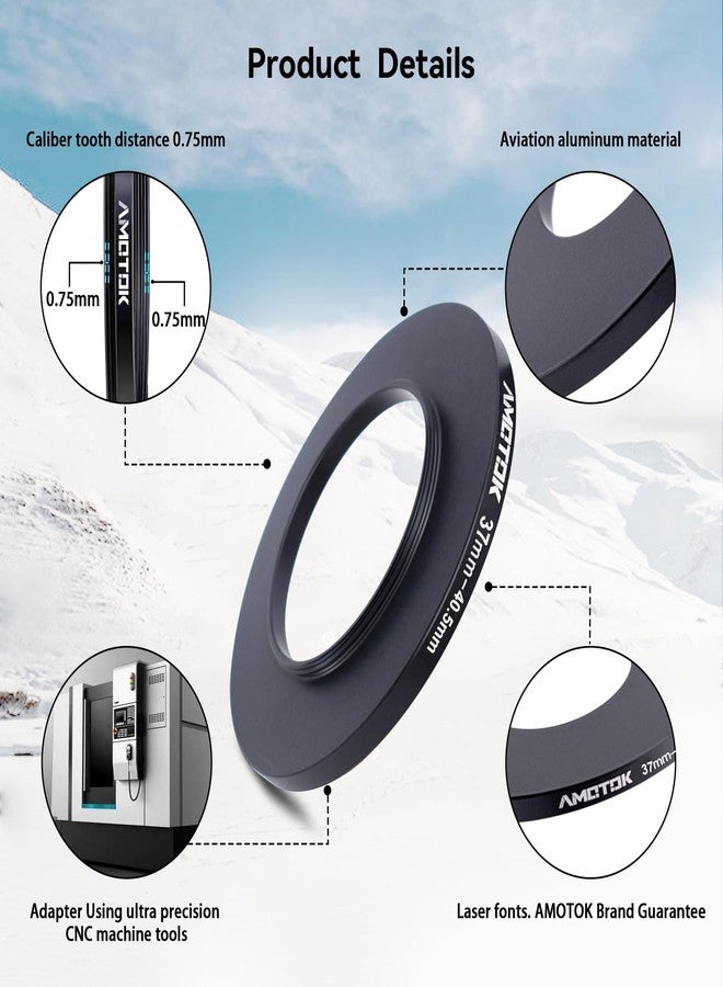 AMOTOK 37mm Lens to 40.5mm Camera Lens Adapter,37mm to 40.5mm Filter Step up Ring Adapter Ring,Compatible All 40.5mm Filter Accessory - Image 3