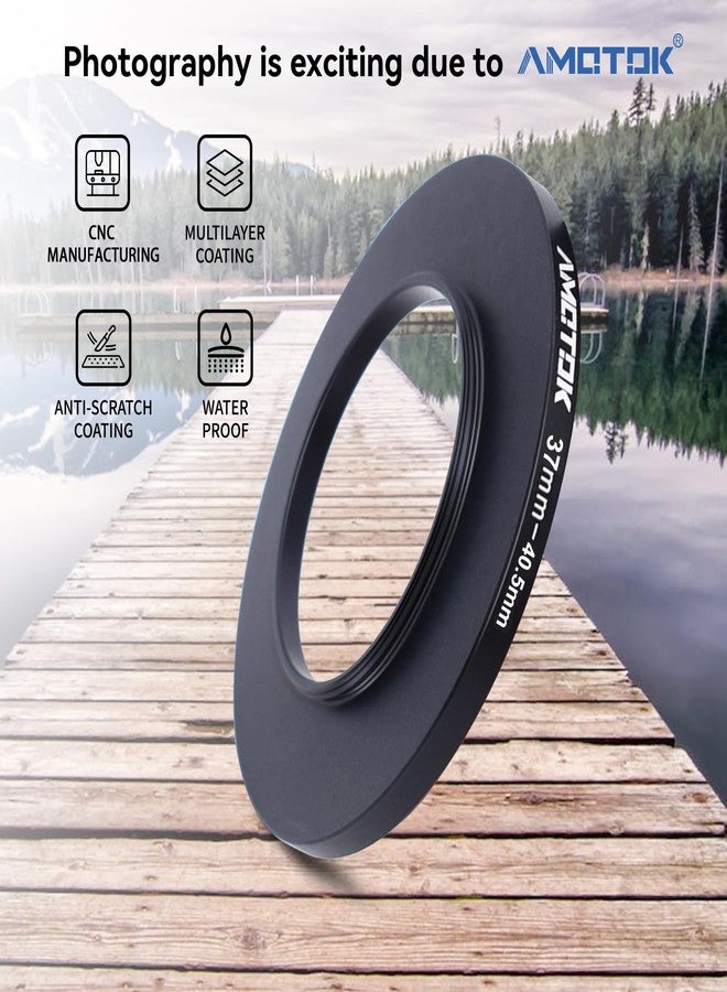 AMOTOK 37mm Lens to 40.5mm Camera Lens Adapter,37mm to 40.5mm Filter Step up Ring Adapter Ring,Compatible All 40.5mm Filter Accessory - Image 2