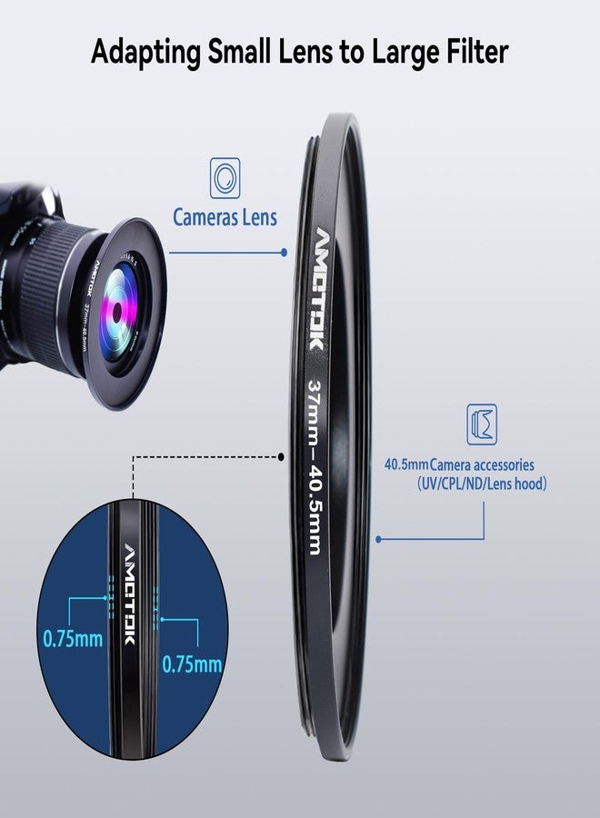 AMOTOK 37mm Lens to 40.5mm Camera Lens Adapter,37mm to 40.5mm Filter Step up Ring Adapter Ring,Compatible All 40.5mm Filter Accessory - Image 4