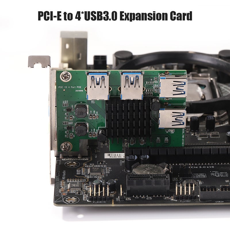 PCI-E X4 to USB3.0 Graphics Card Adapter Board Graphics Card Extension Cable Expansion Card with 4 USB3.0 Interfaces - Image 4