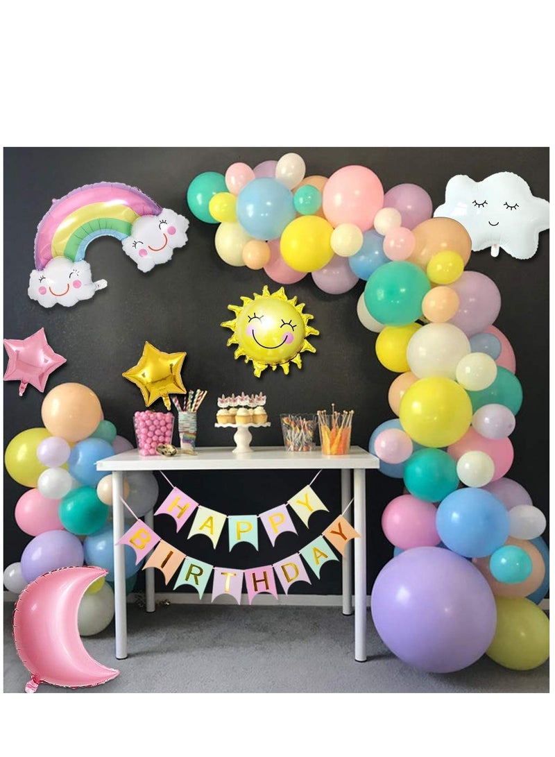 Excefore Happy Birthday Decorations Banner, Sun Moon Clouds Rainbow Sky Star Foil Balloon Birthday Party Supply - Image 4