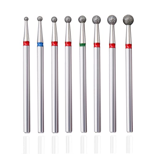 ERUIKA 8Pcs Ball Diamond Drill bits Set, 3/32'' Cuticle Clean Ball Head Nail Bit for Electric Machine, Nail File Gel Polishing Head Acrylic Manicure Pedicure Cuticle Tools(8PCS) - Image 5
