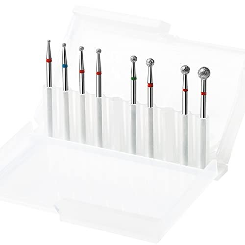 ERUIKA 8Pcs Ball Diamond Drill bits Set, 3/32'' Cuticle Clean Ball Head Nail Bit for Electric Machine, Nail File Gel Polishing Head Acrylic Manicure Pedicure Cuticle Tools(8PCS) - Image 4