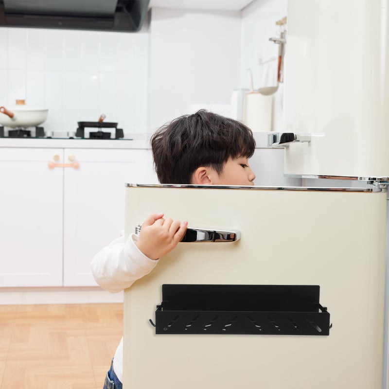 2pcs Magnetic Storage Rack Floating Shelf Household Refrigerator Magnetic Shelf with Hooks - Image 2
