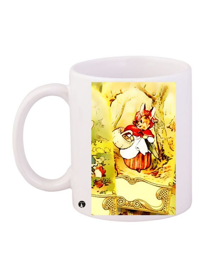 RYN Bunny Printed Ceramic Coffee Mug White/Yellow/Red 11ounce