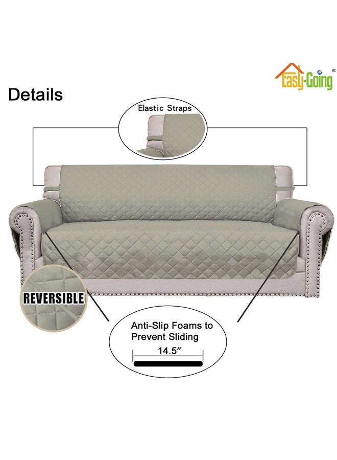 Easy-Going Reversible Oversized Couch Cover for 3 Cushion Couch Sofa Cover for Dogs Water Resistant Furniture Protector Cover with Foam Sticks for Pet (Oversized Sofa, Beige/Beige) - Image 2