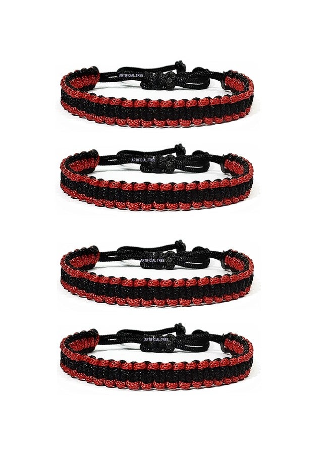 ARTIFICIAL TREE Handmade Nazar Black & Red Thread Bracelet Adjustable Bracelet for Women, Men, Girls & Boys 4 Piece (BLACK & RED) AT GIRLS BRCT 029 - Image 1