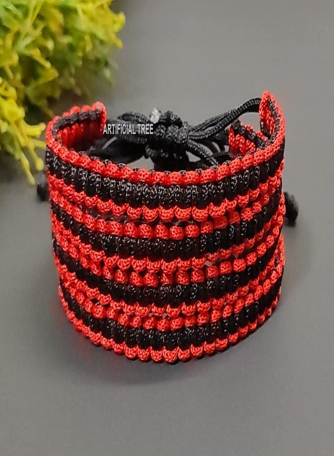 ARTIFICIAL TREE Handmade Nazar Black & Red Thread Bracelet Adjustable Bracelet for Women, Men, Girls & Boys 4 Piece (BLACK & RED) AT GIRLS BRCT 029 - Image 4