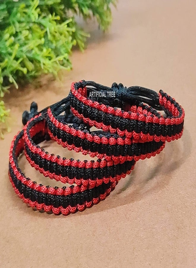 ARTIFICIAL TREE Handmade Nazar Black & Red Thread Bracelet Adjustable Bracelet for Women, Men, Girls & Boys 4 Piece (BLACK & RED) AT GIRLS BRCT 029 - Image 3