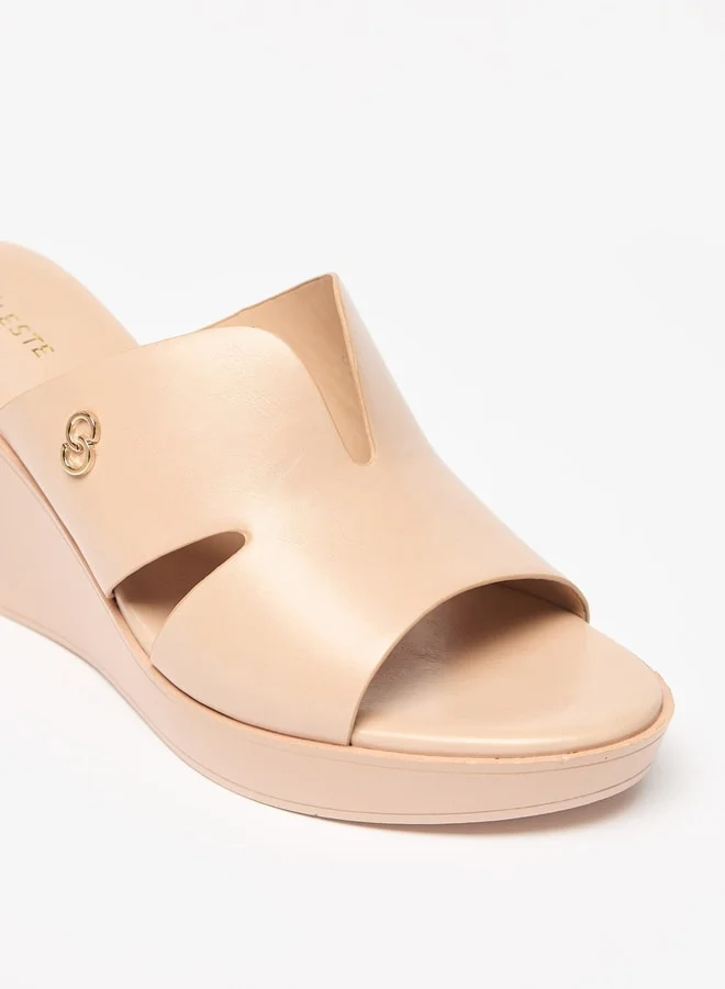 سيليست Women's Solid Slip-On Wedge Heel Sandals