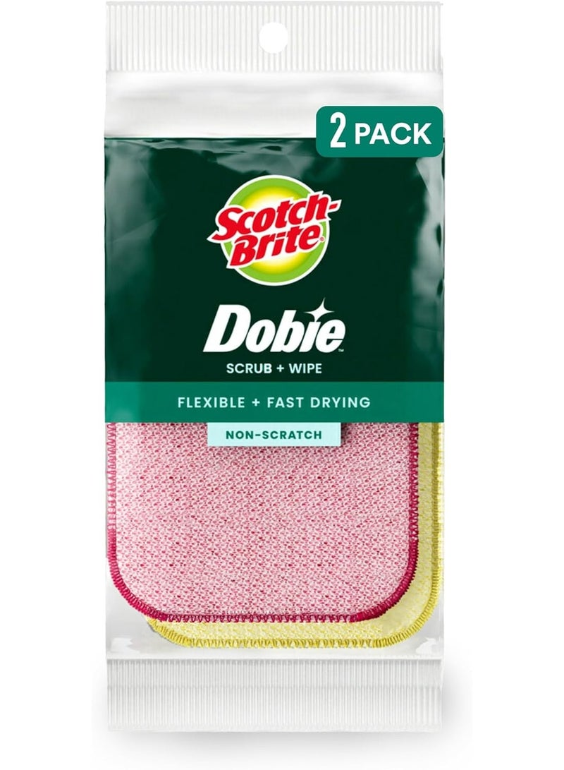 Scotch Brite مناديل سكوتش-برايت دوبى للتنظيف والمسح، إسفنجات للتنظيف في المطبخ، الحمام، والمنزل، مناديل دوبى تمتص ولا تخدش، 2 مناديل تنظيف
