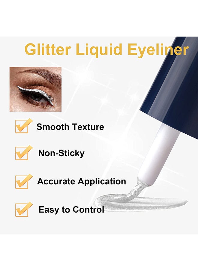 LANGMANNI - Liquid Glitter Eyeliner, Metallic Shimmer White Diamond Eye Liner Stick, Waterproof Long Lasting Quick Drying High Pigmented Sparkle Eyeshadow, Glitter Eyeliner for Eye Makeup(Champagne gold) - Image 1