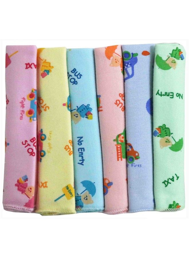 Annapurna Sales Unisex Cotton Baby Face Towels 8.5X8.5 Inch (Pink Yellow Blue Peach And Green) Pack Of 6 - Image 1