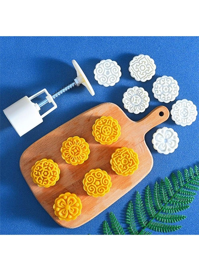 6PCS Mooncake Molds Set, Hand-Pressure Moon Cake maker for baking, DIY Hand Press Cookie Stamps Pastry Tool - Image 1