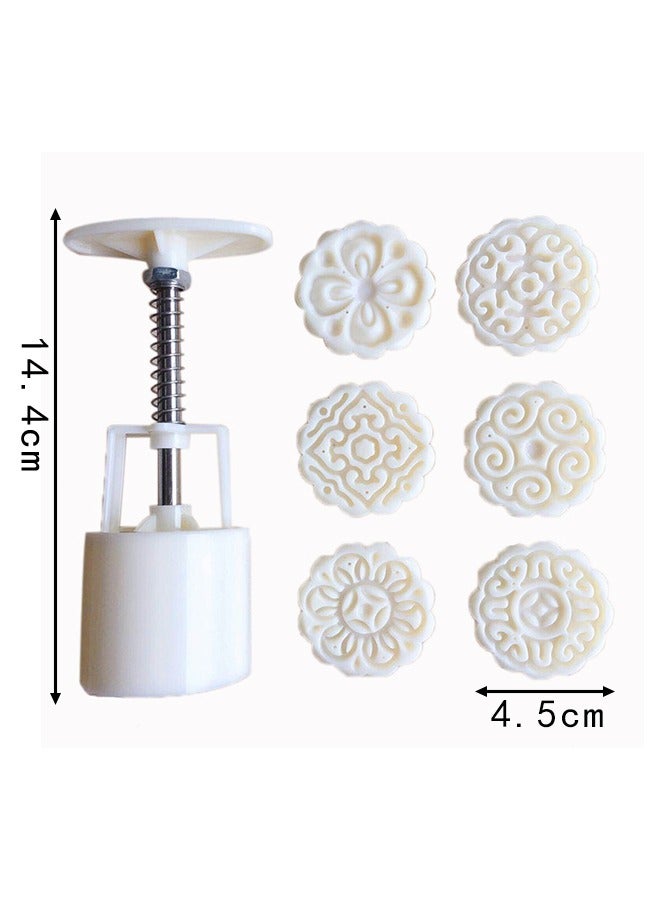 6PCS Mooncake Molds Set, Hand-Pressure Moon Cake maker for baking, DIY Hand Press Cookie Stamps Pastry Tool - Image 2
