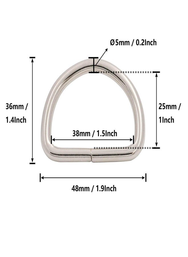 BIKICOCO Metal D-Rings Round Buckle, 1-1/2 x 1 Inch Non-Welded for Webbing Sewing DIY - Silver - Pack of 10 - Image 2