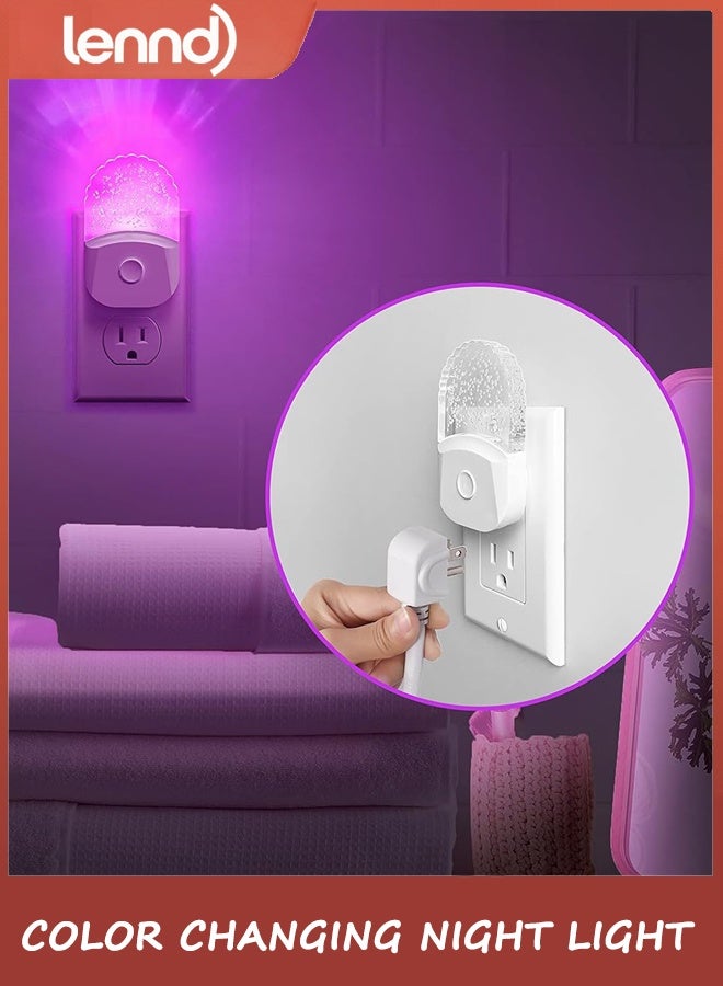 لينند أضواء الليل التوصيل في الجدار [حزمة 2]، تغيير اللون ضوء الليل للأطفال، 8 لون RGB LED ضوء الليل مع الغسق إلى الفجر مستشعر ديكور الحمام، غرفة الأطفال، هدية  - Image 4