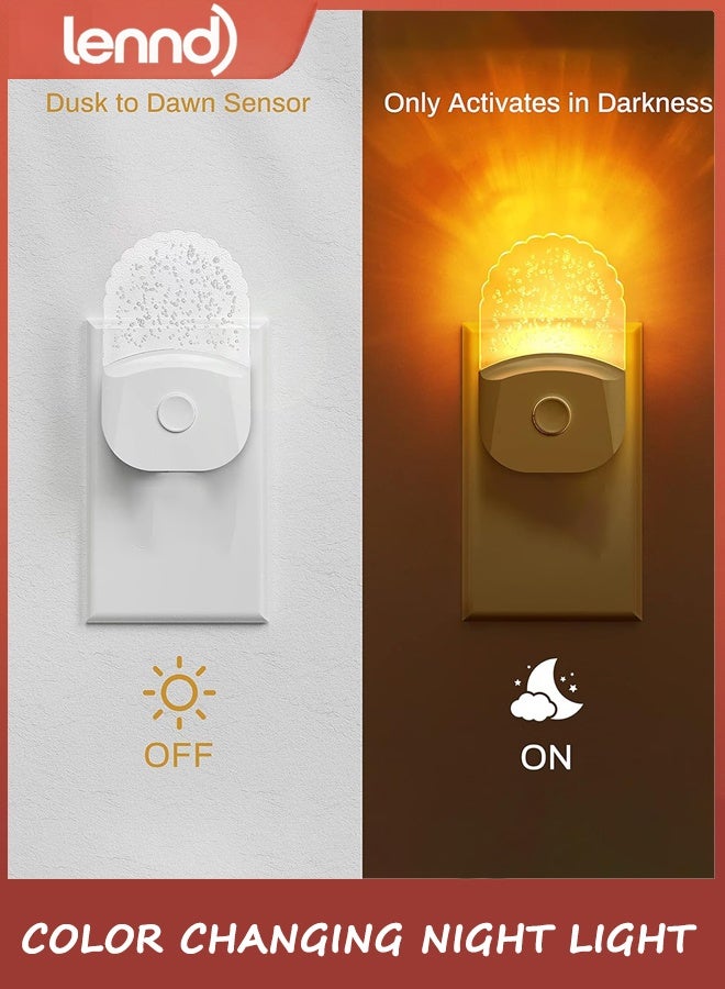 لينند أضواء الليل التوصيل في الجدار [حزمة 2]، تغيير اللون ضوء الليل للأطفال، 8 لون RGB LED ضوء الليل مع الغسق إلى الفجر مستشعر ديكور الحمام، غرفة الأطفال، هدية  - Image 3