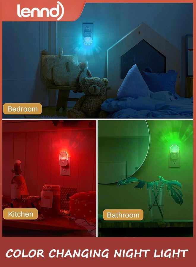 لينند أضواء الليل التوصيل في الجدار [حزمة 2]، تغيير اللون ضوء الليل للأطفال، 8 لون RGB LED ضوء الليل مع الغسق إلى الفجر مستشعر ديكور الحمام، غرفة الأطفال، هدية  - Image 5