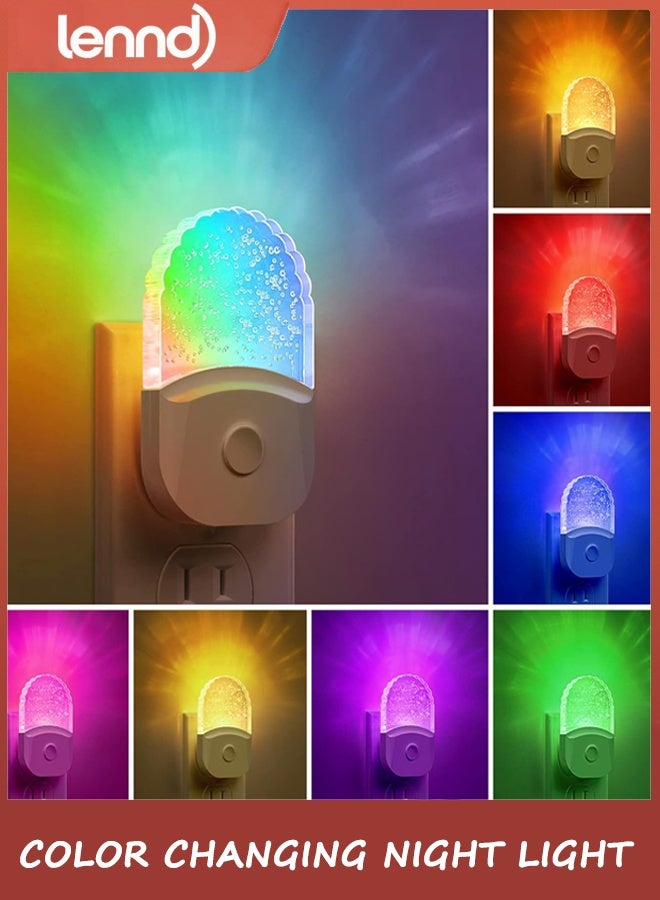 لينند أضواء الليل التوصيل في الجدار [حزمة 2]، تغيير اللون ضوء الليل للأطفال، 8 لون RGB LED ضوء الليل مع الغسق إلى الفجر مستشعر ديكور الحمام، غرفة الأطفال، هدية  - Image 2