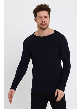 Cool Tarz Cool Style Men's Navy Blue Wide Neck Knitwear SWEATER-TRZ3459R06S  - Image 1