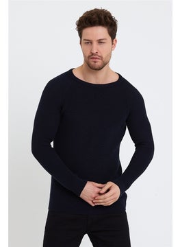 Cool Tarz Cool Style Men's Navy Blue Wide Neck Knitwear SWEATER-TRZ3459R06S  - Image 2