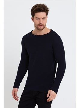 Cool Tarz Cool Style Men's Navy Blue Wide Neck Knitwear SWEATER-TRZ3459R06S  - Image 3