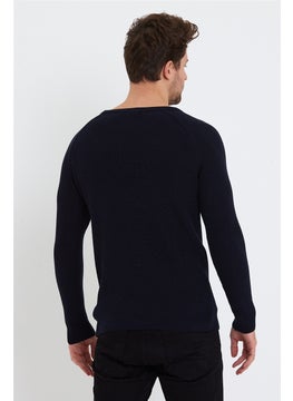 Cool Tarz Cool Style Men's Navy Blue Wide Neck Knitwear SWEATER-TRZ3459R06S  - Image 5