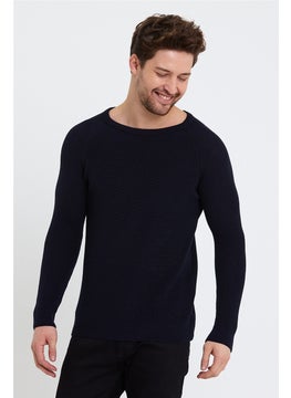 Cool Tarz Cool Style Men's Navy Blue Wide Neck Knitwear SWEATER-TRZ3459R06S  - Image 4