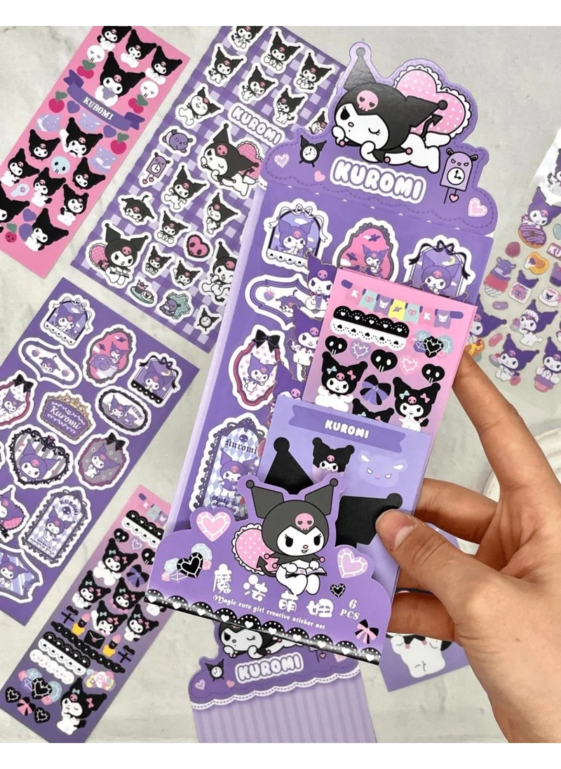 Kağıt Gemi Dükkan Paper Ship Shop Sanrio Kuromi Character 6 Sheets Sticker Bullet Journal Decal