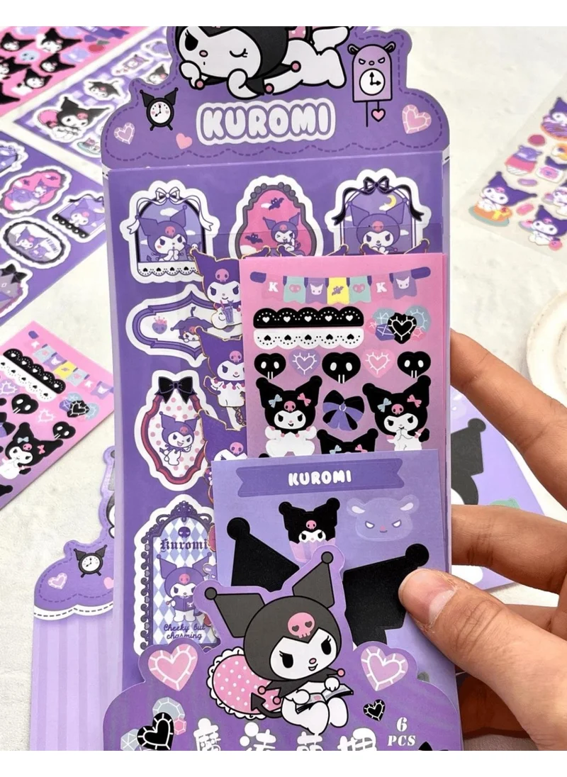 Kağıt Gemi Dükkan Paper Ship Shop Sanrio Kuromi Character 6 Sheets Sticker Bullet Journal Decal