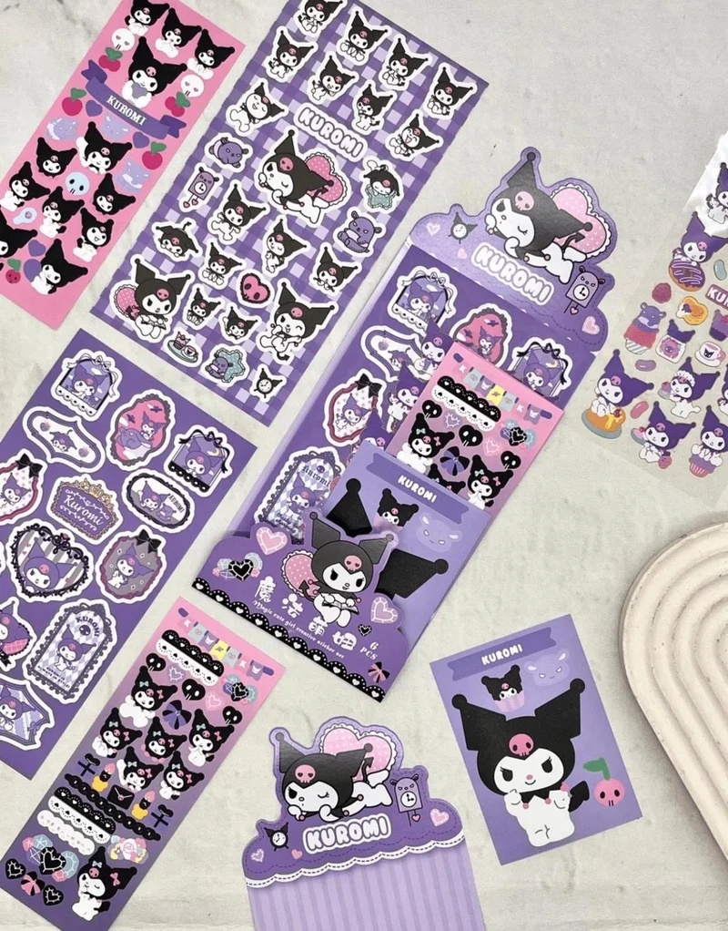 كاغيت جيمي دوكان Paper Ship Shop Sanrio Kuromi Character 6 Sheets Sticker Bullet Journal Decal