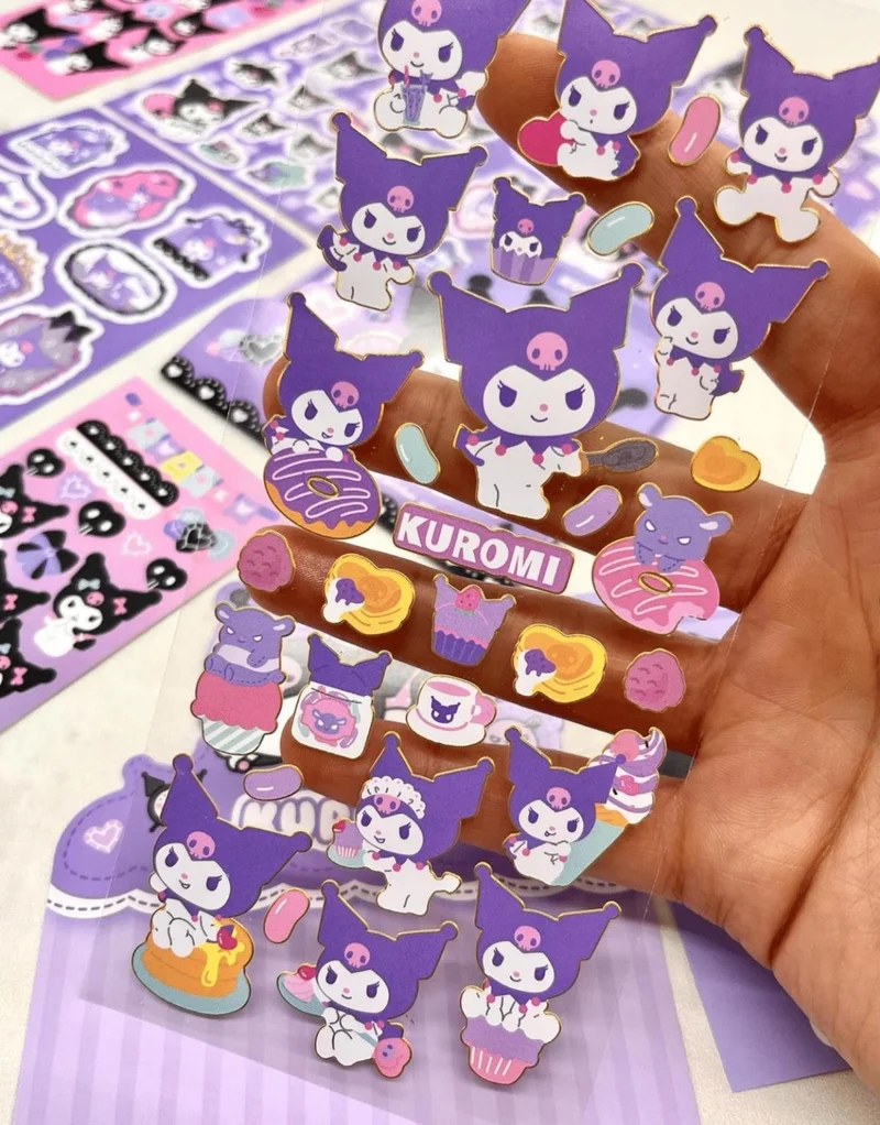 كاغيت جيمي دوكان Paper Ship Shop Sanrio Kuromi Character 6 Sheets Sticker Bullet Journal Decal