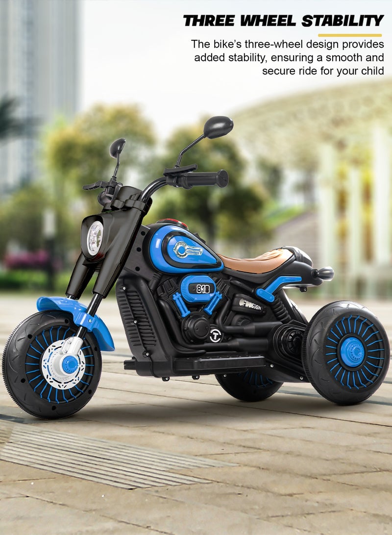 بيبي دراجة كهربائية للأطفال، دراجة أطفال مزودة بضوء LED وموسيقى ودواسة قدم | دراجة أطفال تعمل بالبطارية على شكل دراجة نارية | دراجة أطفال كهربائية للبنين والبنات من عمر سنة فما فوق - أزرق - Image 5