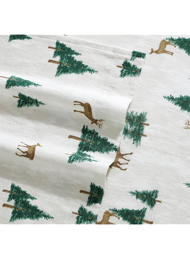 إدي بوار طقم ملاءات سرير من القطن الفلانيل الناعم للغاية لديكور منزلي مريح من Deer Hollow Queen - Image 5