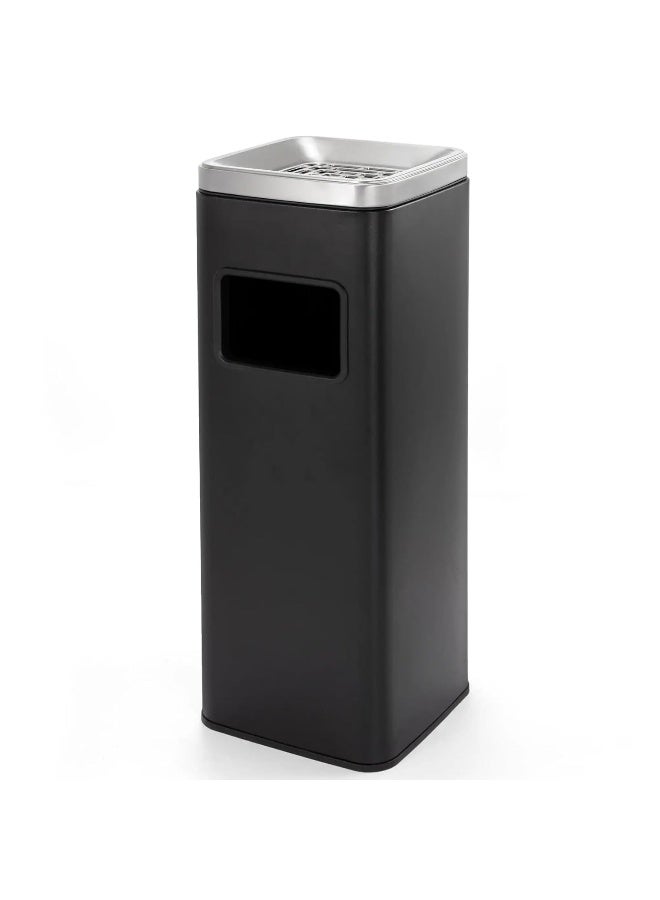 AKC Stainless Steel Commercial Trash Can with Ashtray - 30 LTR Square Bin  - Image 2