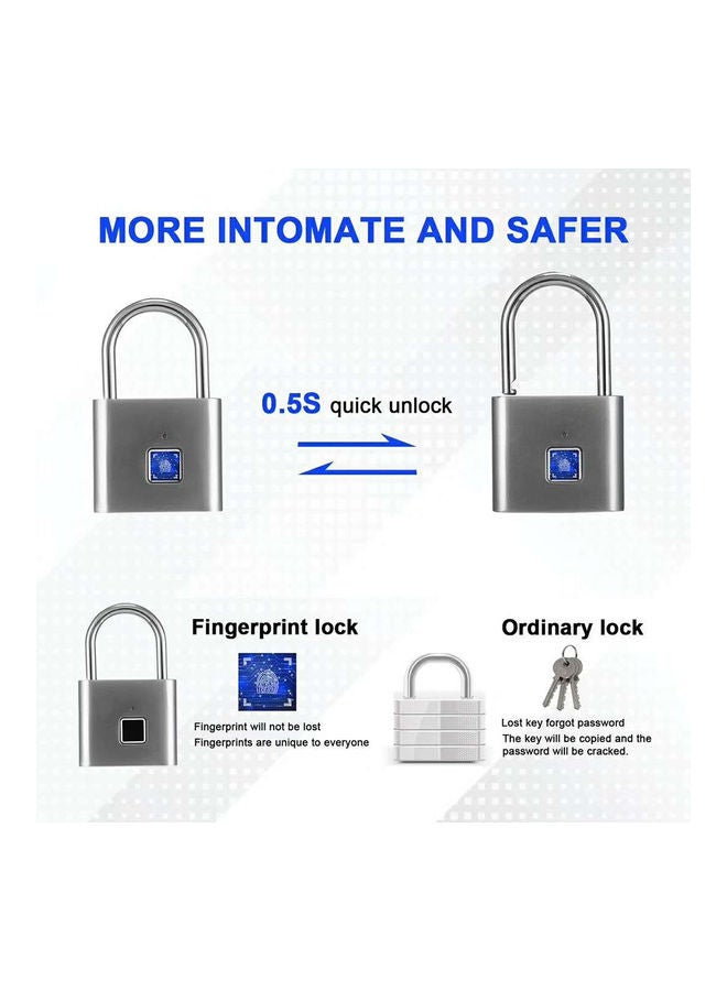 Smart Bluetooth Fingerprint Padlock Silver - Image 4