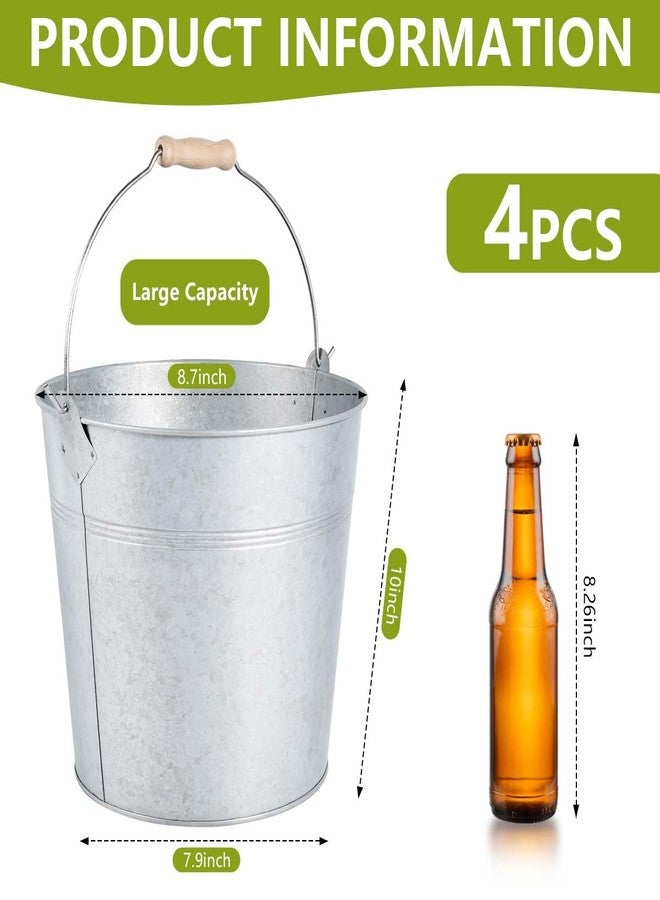 OBTANIM 4 Pack 8 Quart Galvanized Metal Buckets Champagne Drink Cooler Storage Ice Pails with Handle for Plants, Succulents, Party Favors Organizing Home Parties Bar Cooling Supplies - Image 2