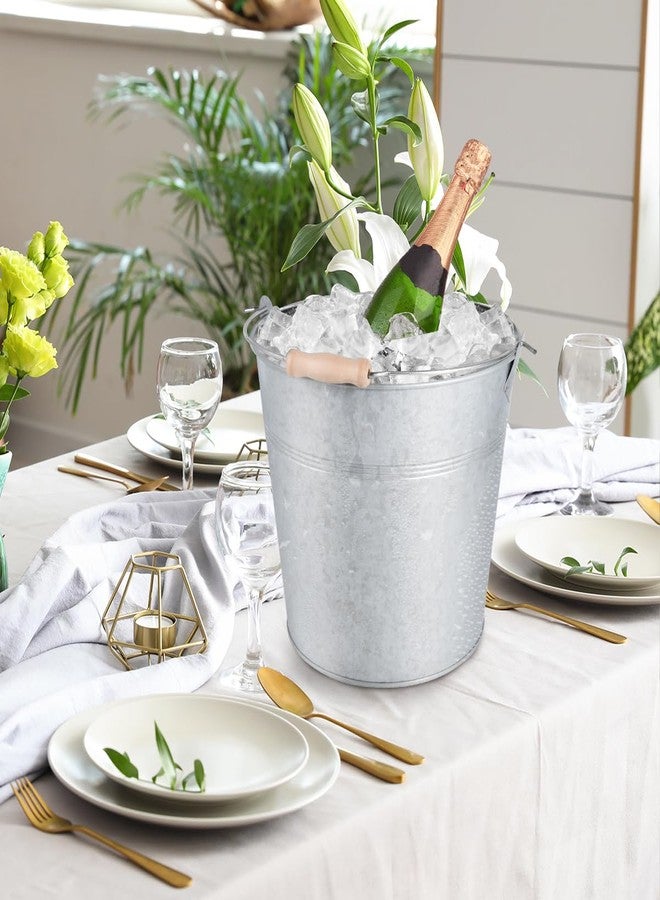 OBTANIM 4 Pack 8 Quart Galvanized Metal Buckets Champagne Drink Cooler Storage Ice Pails with Handle for Plants, Succulents, Party Favors Organizing Home Parties Bar Cooling Supplies - Image 5