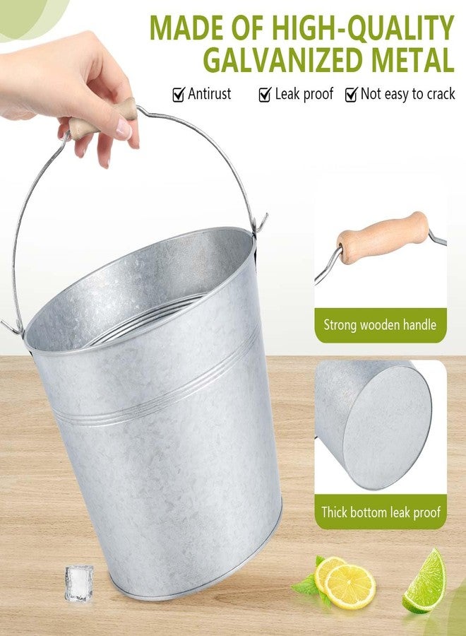 OBTANIM 4 Pack 8 Quart Galvanized Metal Buckets Champagne Drink Cooler Storage Ice Pails with Handle for Plants, Succulents, Party Favors Organizing Home Parties Bar Cooling Supplies - Image 3