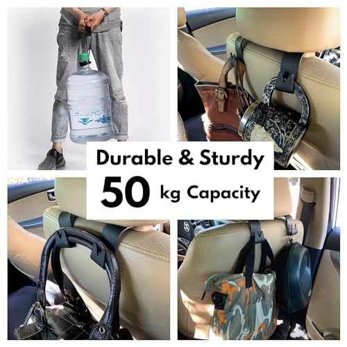 Radiant Car Backseat Headrest Hook, 4 Pcs Plastic Hanging Storage Holder, Car Organiser, Space Saving, Suitable for All Cars, Black - Image 3