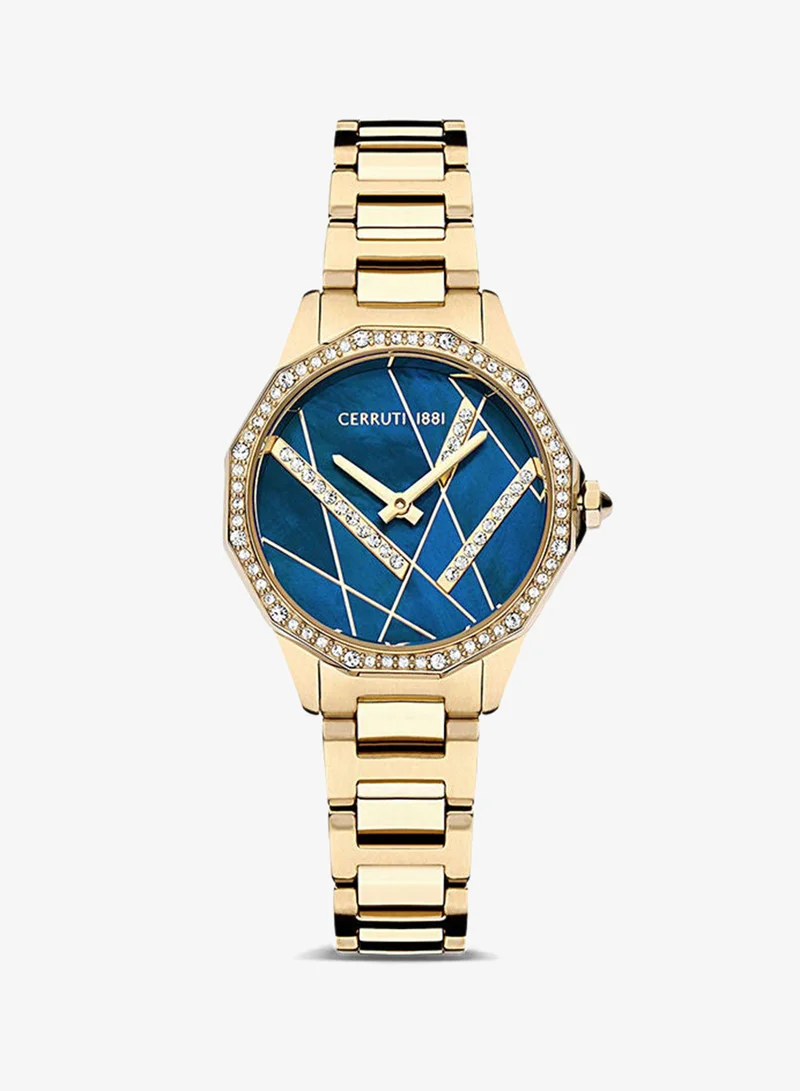 Jesina 30mm Women's Analog Watch with Gold Plated Stainless Steel Bracelet