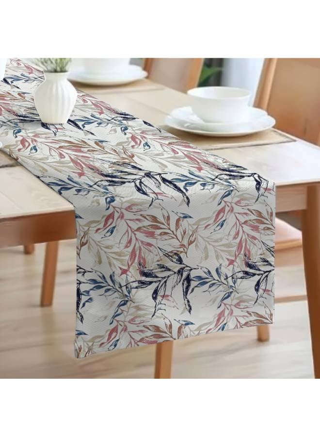  انتكس بيت الستائر مفارش طاولة من الكتان المخمل من إنتكس هوم 45 × 130 سم - مناسبة لغرف المعيشة والمطابخ وغرف النوم - تصميم أوراق عصري قطعتان - Image 3