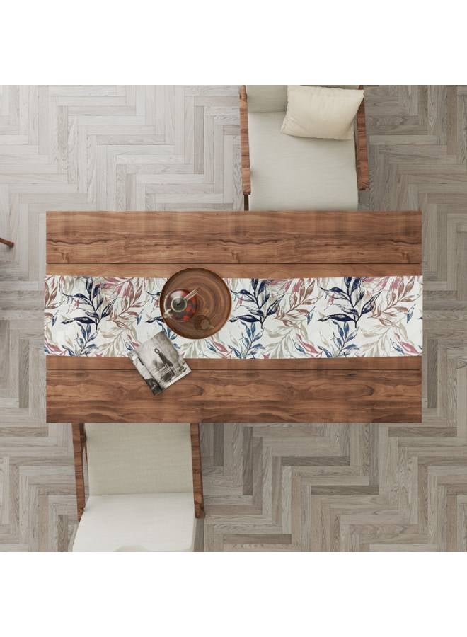  انتكس بيت الستائر مفارش طاولة من الكتان المخمل من إنتكس هوم 45 × 130 سم - مناسبة لغرف المعيشة والمطابخ وغرف النوم - تصميم أوراق عصري قطعتان - Image 4